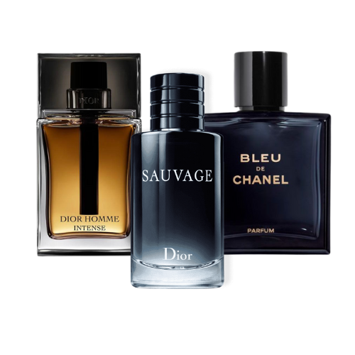 Combo de 3 Parfums Sauvage Dior, Bleu de Chanel, Dior Homme Intense (Eau de Parfum)