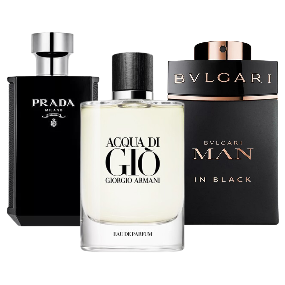 Combo 3 Perfumes Bvlgari In Black, Giorgio Armani Acqua Di Gio, L'Homme Prada Intense (Eau Parfum)
